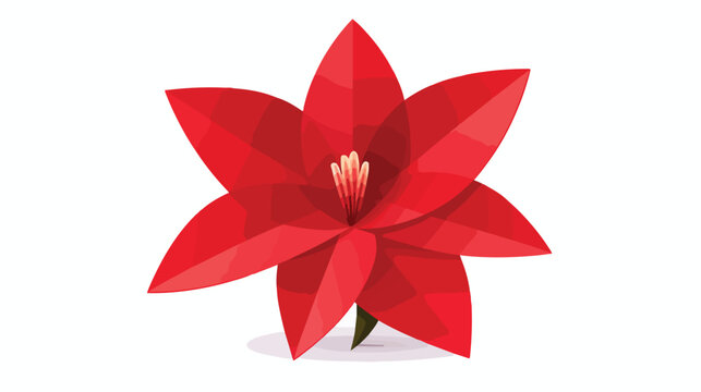 Illustration of red origami cartoon flower isolated
