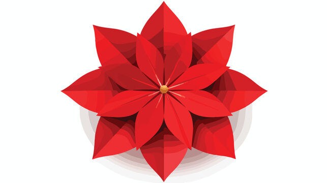 Illustration of red origami cartoon flower isolated
