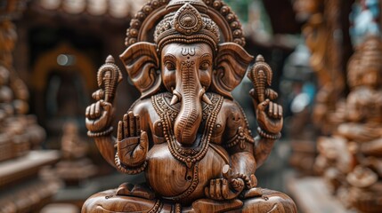 Fototapeta na wymiar wooden Ganesh statue