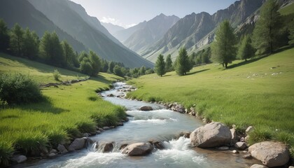 Water stream in a mountain landscape