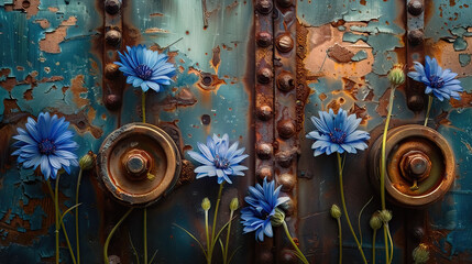 Obraz na płótnie Canvas steampunk flowers, background with flowers, generative, ai