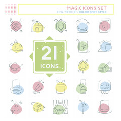 Icon Set Magic. related to Holiday symbol. Color Spot Style. simple design editable. simple illustration