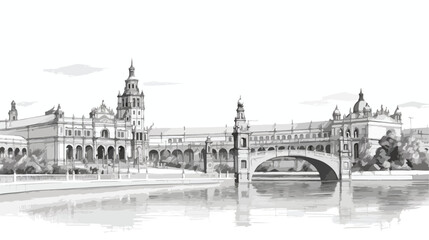 Landmark with building view of Seville isolated the capitaL