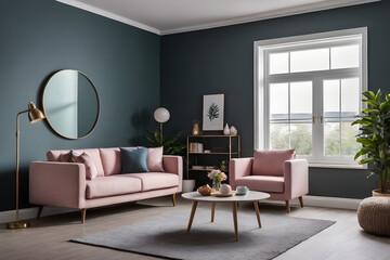 Modern living room interior, sofa,