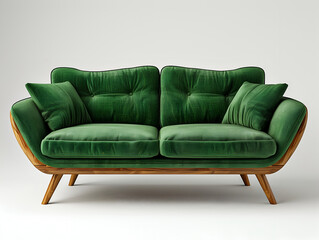 green sofa on a white background