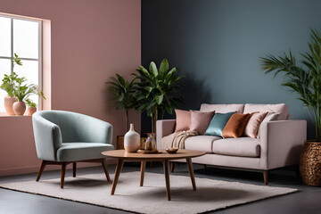 Modern living room interior, sofa,