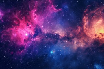 Panorama colorful background with nebula galaxy space. Generative AI