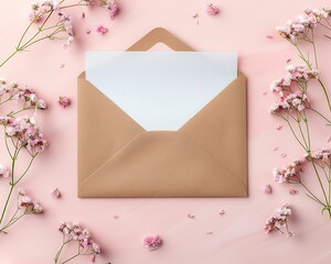 a letter bag on the background of a mini flower