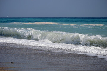 A seascape with splashing waves