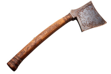 Old Axe With Wooden Handle on White Background. On a White or Clear Surface PNG Transparent Background.