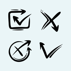 Tick and cross  signs. Checkmark OK and X icons.