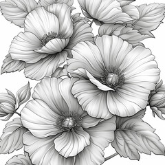 Fototapeta premium Classic popular floral coloring book.