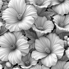 Artistic coloring of flowers for fabric design. . Abstract black background. Boho seamless pattern.