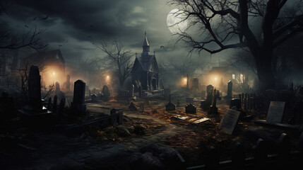 A haunted graveyard haunted by the ghosts