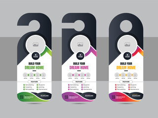 Modern construction or handyman home repair door hanger design template layout vector