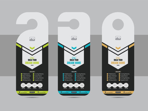 Home repair door hanger design template or real estate flyer design template layout