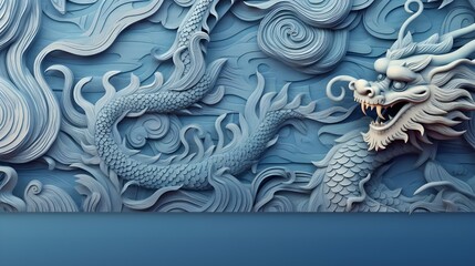 Dragon Relief Aquarium Background Poster HD Fish Tank Decorations Landscape # 200*70cm Details

