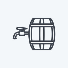 Barrel with Tap Icon in trendy line style isolated on soft blue background