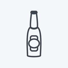 Beer Bottle I Icon in trendy line style isolated on soft blue background