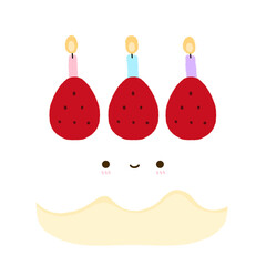 Cute Strawberry Cake Mascot Character Kawaii Cartoon illustration Cute Cake Kawaii Cake Happy Cake Smiley Cake Cute Birthday Cake