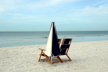 Chair and Umbrella at the Gulf of Mexico in St Pete Beach, Florida