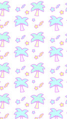  16:9 南国レトロポップ白フチパターン壁紙⭐︎PNG