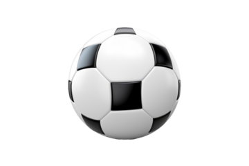 Black and White Soccer Ball on White Background. On a White or Clear Surface PNG Transparent Background.