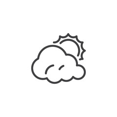 Cloud covering the sun line icon