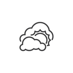 Clouds covering the sky line icon