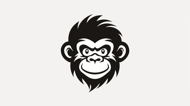 Monkey vector logo mascot design. Flat design. A mon
