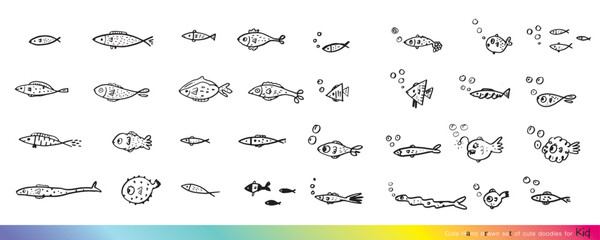 Hand drawing doodle cute fish vector illustration for t-shirt ,card, poster design for kids. Vector illustration design for fashion fabrics, textile graphics, prints, Cute fish cartoon