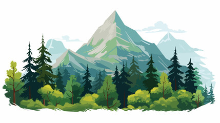 Mountain forest nature. Tourist flat vector isolated