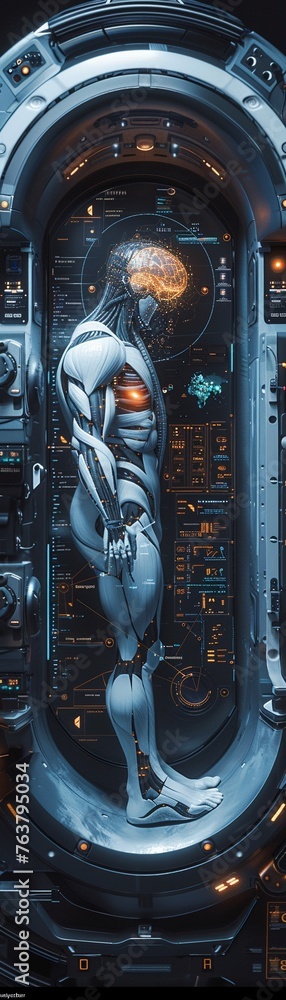Poster capture the essence of advanced technology with an aerial view showcasing artificial intelligence re