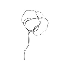 Single continuous line drawing of whole soft and fluffy cotton flower for farming logo identity. Modern one line draw design graphic vector illustration.