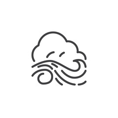 Wind blowing and clouds line icon