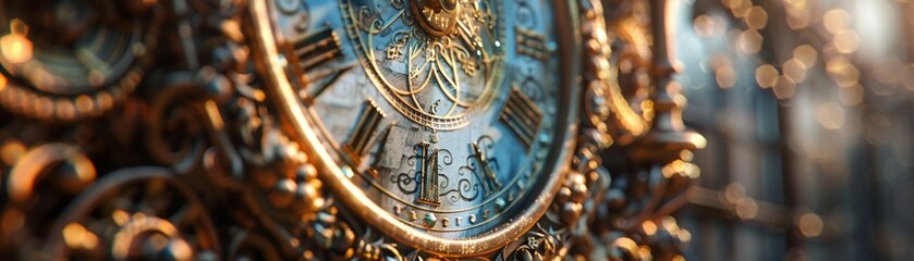 detailed clock faces reflecting the essence and heritage of different eras - obrazy, fototapety, plakaty