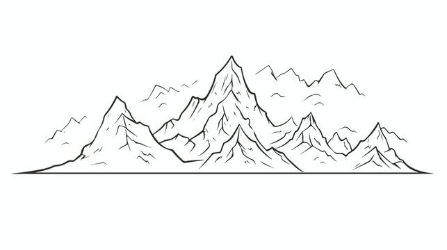 One continuous line drawing of steep rocky mountain