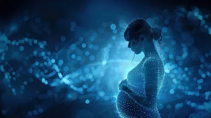 Foto op Plexiglas transparent holographic image of pregnant woman. © PT