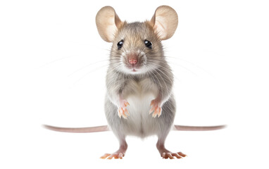 Mouse Standing on Hind Legs. On a White or Clear Surface PNG Transparent Background.