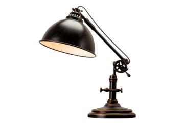 Black Lamp on White Background. On a White or Clear Surface PNG Transparent Background.