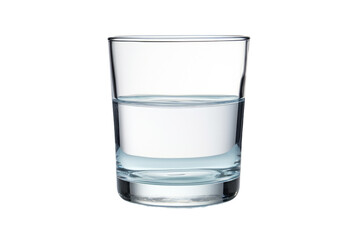 A Glass of Water on a White Background. On a White or Clear Surface PNG Transparent Background.
