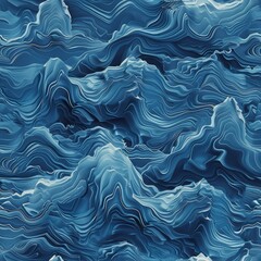 seamless pattern with blue normal map of waves. abstract geometric wavy forms flowing