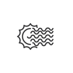 Solar heatwave line icon