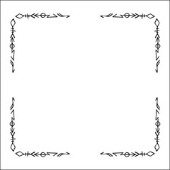 Elegant black and white ornamental frame with Viking runes, decorative border, corners for greeting cards, banners, business cards, invitations, menus. Isolated vector illustration.	
