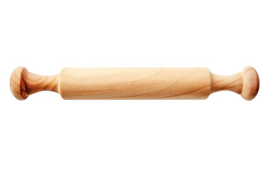 Wooden Rolling Pin on White Background. On a White or Clear Surface PNG Transparent Background. - obrazy, fototapety, plakaty