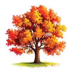 Autumn Maple Tree clipart isolated on white background