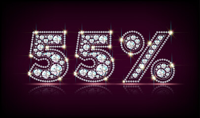 fifty five percent of diamonds realistic vector eps10