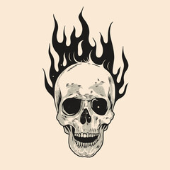 A flaming skull. Flames rising from a human skull