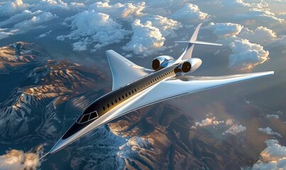 Fototapeta premium futuristic airplane flying in the air