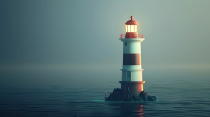 Fototapeta na wymiar Tranquil Lighthouse Scene, Ideal for Nautical Themes and Meditation Content